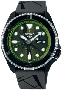 Seiko 5 Sports One Piece ‘Zoro’ Automatic Watch with Green Dial and Green Silicone Strap SRPH67K1