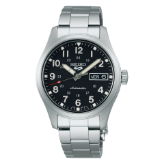 Seiko 5 In the metal Midfield Men's Automatic Watch with Black Dial and Stainless Steel Strap SRPJ81K1