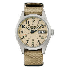 Seiko 5 Desert Kit Midfield Men's Automatic Watch with Cream Dial and Beige Nylon Strap SRPJ83K1