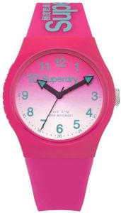 Superdry Ladies Watch with Pink Silicone Strap and Pink Dial SYL198PN 