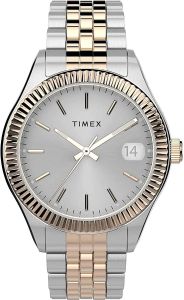 Timex Ladies Watch with Silver Dial and Two Tone Stainless Steel Strap TW2T87000