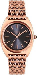 Timex Ladies Milano Watch with Black Dial and Rose Gold Bracelet TW2T90500