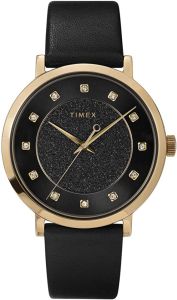 Timex Celestial Opulence Ladies Watch with Black Leather Strap TW2U41200 