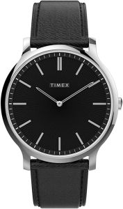Timex Gents Watch with Black Dial and Black Leather Strap TW2V28300