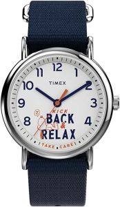 Timex Weekender Watch with White Dial and Blue Nylon Strap TW2V41900