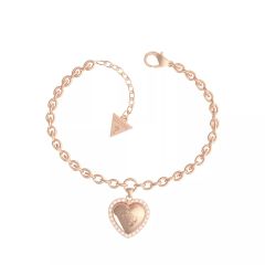 Guess That's Amore Ladies Rose Gold Plated Heart Bracelet UBB01077RGL