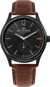 Ben Sherman Mens Watch with Black Dial and Brown Strap WB035T