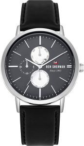Ben Sherman Mens Watch with Grey Dial and Black Leather Strap WBS104B