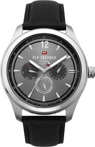 Ben Sherman Mens Watch with Grey Dial and Black Leather Strap WBS112B