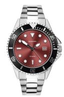 Sekonda Mens Sports Watch with Red Dial and Silver Bracelet 1923