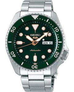 Seiko 5 Men's Automatic Watch with Green Dial and Stainless Steel Strap SRPD63K1